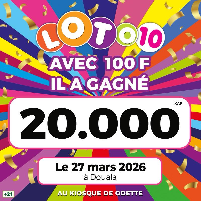Gagnant de 20 000 F CFA du 27 mars 2026 à Douala 